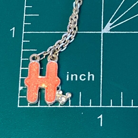 Vintage Disney Mickey Mouse Ears Necklace Initial Letter "H" 17-19" Pink Enamel - Picture 10 of 10